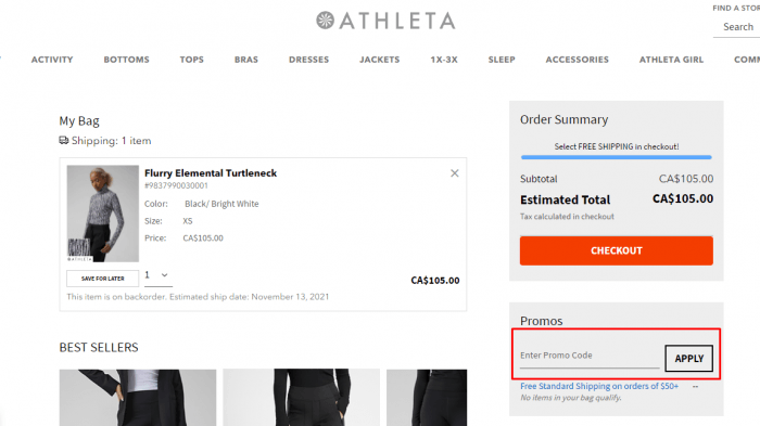 How to use Athleta Canada coupon code