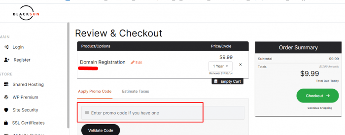 How to use BlackSun coupon code
