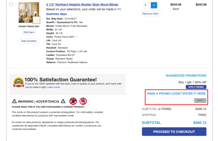 Blinds.ca promo code