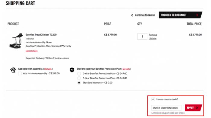 How to use Bowflex Canada coupon code