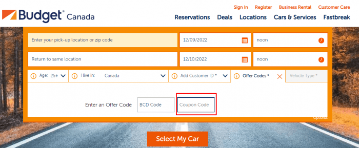 How to use Budget Canada coupon code