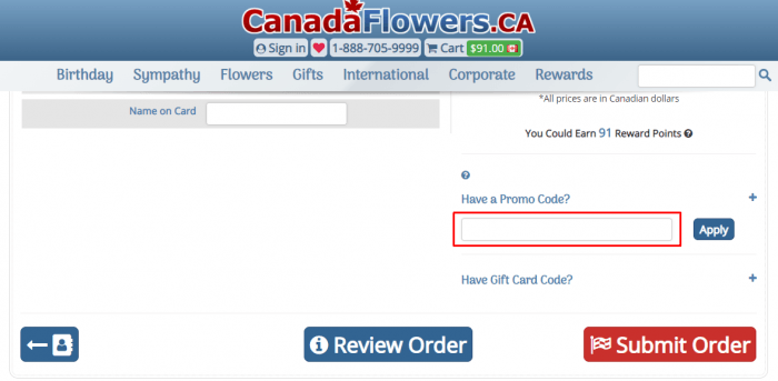 How to use Canada Flowers coupon code