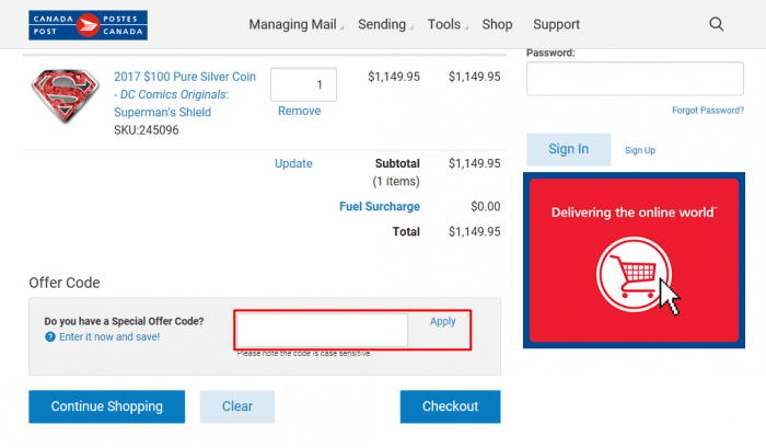How to use Canada Post coupon code