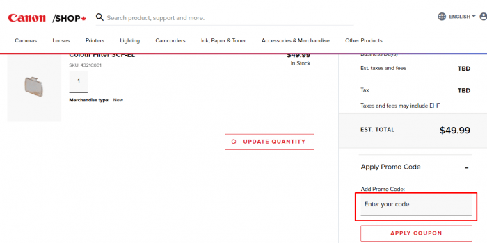 How to use Canon Canada coupon code