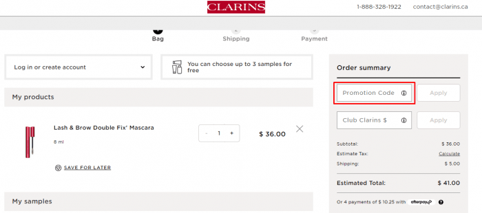 How to use Clarins Canada coupon code