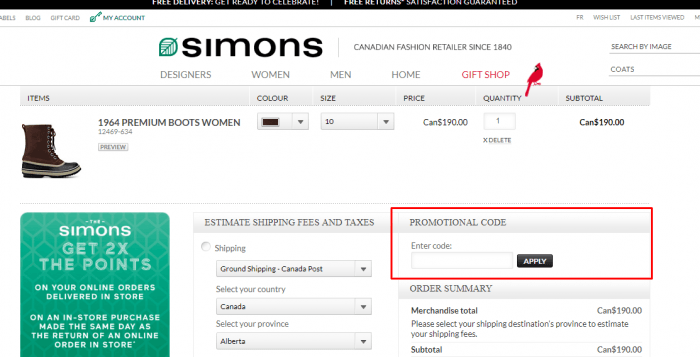 Simons promo code
