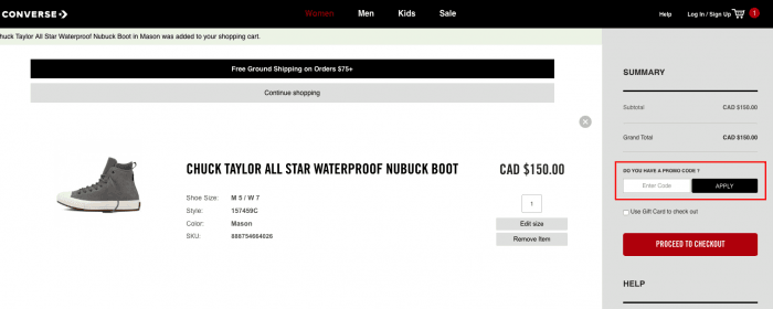 How to use Converse coupon code