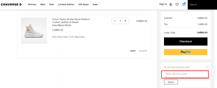 How to use Converse Canada coupon code