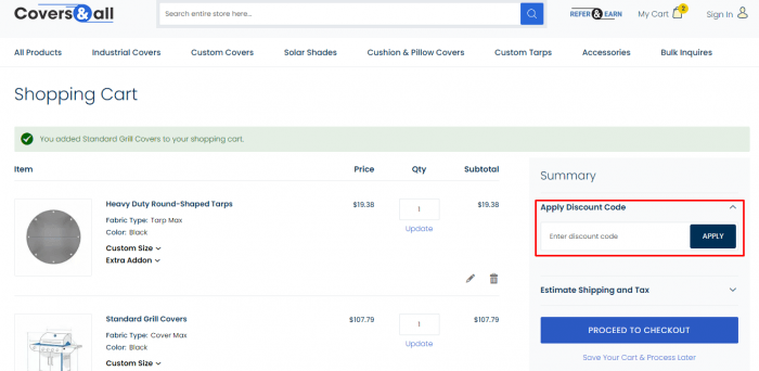 How to use Covers & All coupon code