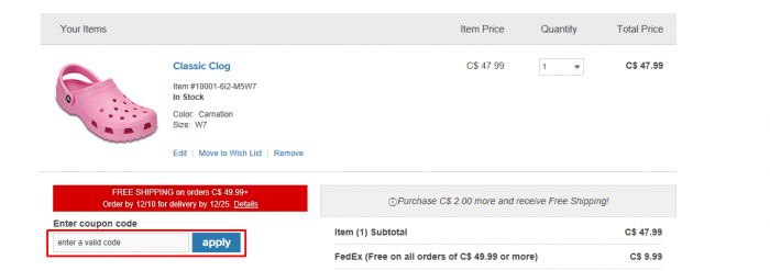 How to use Crocs Canada coupon code