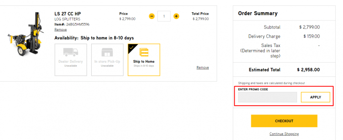 How to use Cub Cadet Canada coupon code