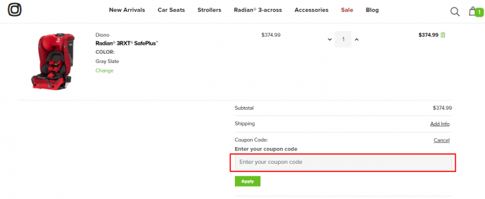 How to use Diono Canada coupon code
