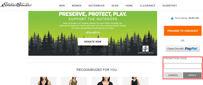 How to use Eddie Bauer Canada coupon code