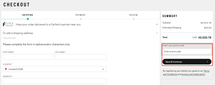 Farfetch Canada promo code