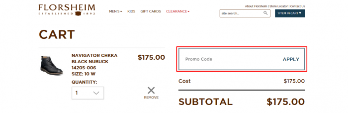 How to use Florsheim Canada coupon code