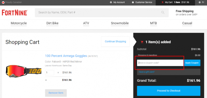 How to use FortNine coupon code