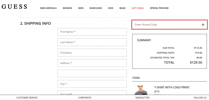 How to use Guess Canada coupon code