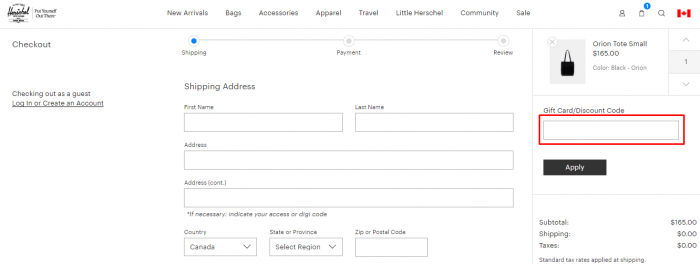 How to use Herschel Supply Co. Canada coupon code