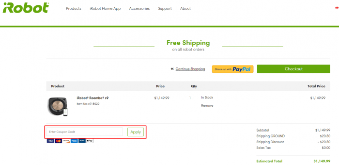 How to use iRobot Canada coupon code