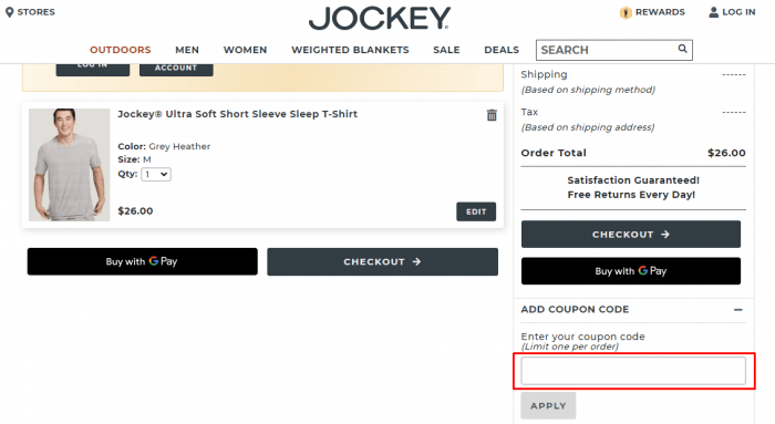 How to use Jockey Canada coupon code