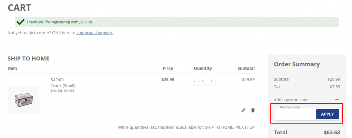 How to use Jysk Canada coupon code