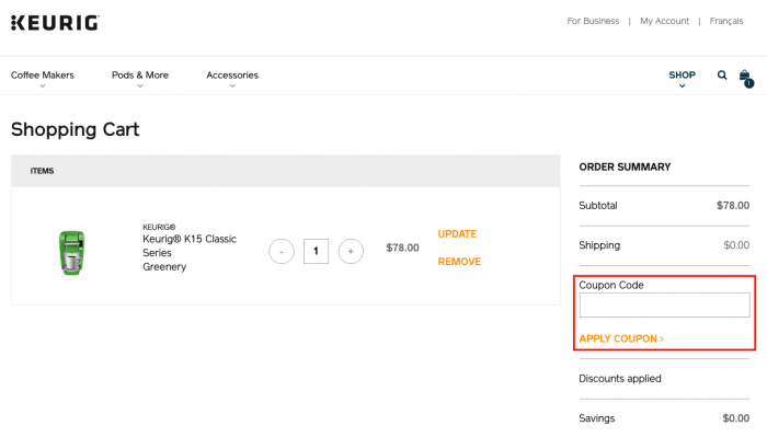 How to use Keurig Canada coupon code
