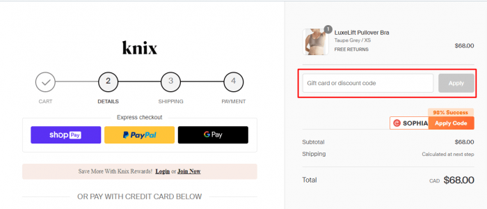 How to use Knix Canada coupon code