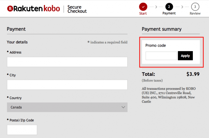 Kobo Canada promo code