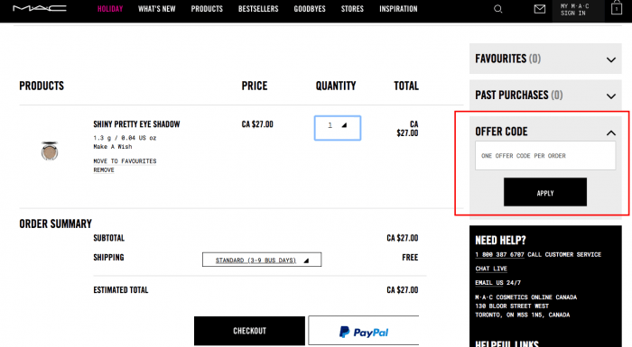 How to use MAC Cosmetics Canada coupon code