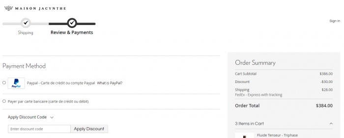 How to use Maison Jacynthe coupon code