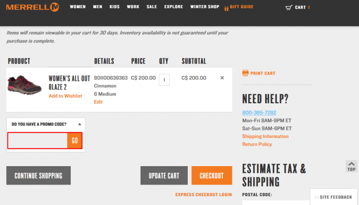 merrell canada coupon