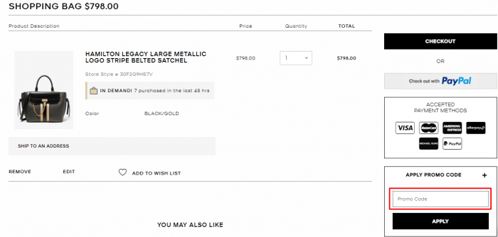 How to use Michael Kors Canada coupon code