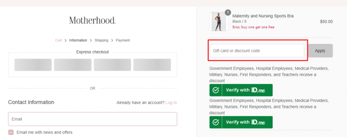 How to use Motherhood Canada coupon code