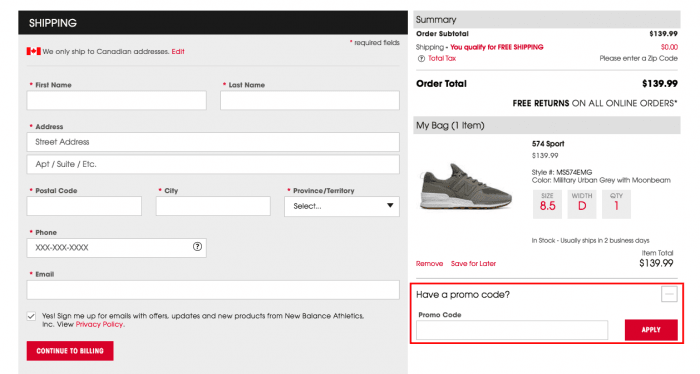 New Balance Canada Promo Code - January 