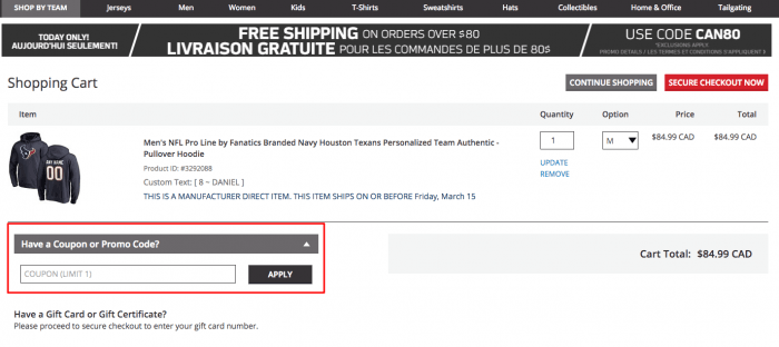 nfl promo code