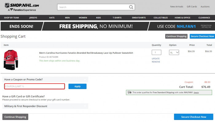 How to use NHL Shop coupon code