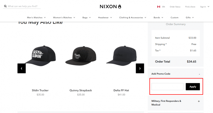 nixon canada promo code