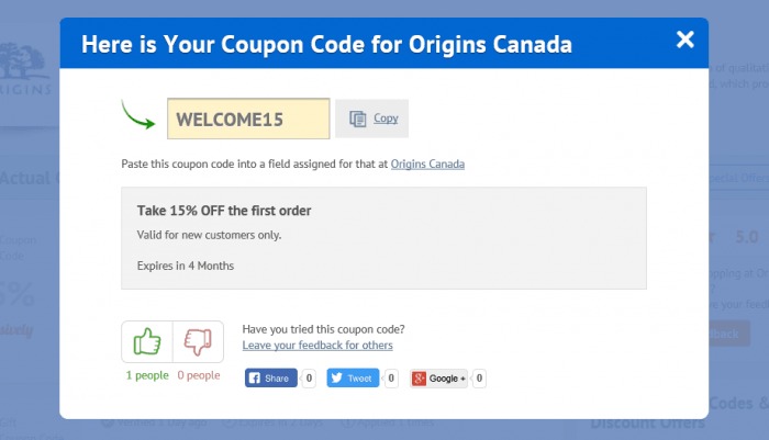 Origins Canada offer code