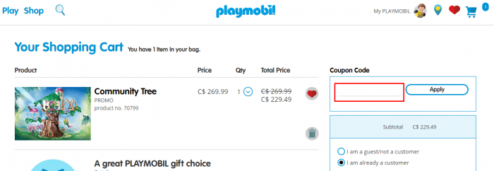 How to use Playmobil Canada coupon code