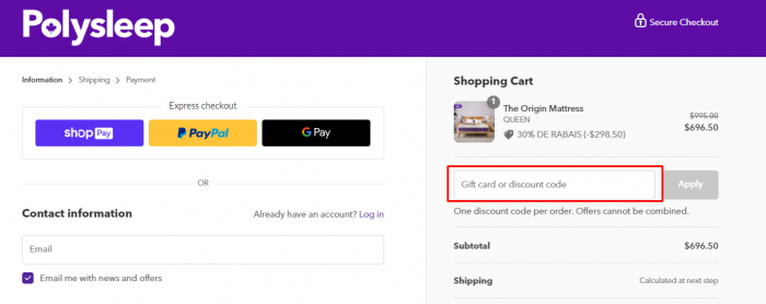 How to use Polysleep Canada coupon code
