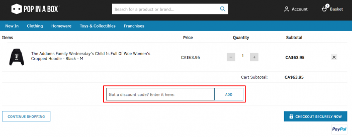 How to use Pop In A Box Canada coupon code