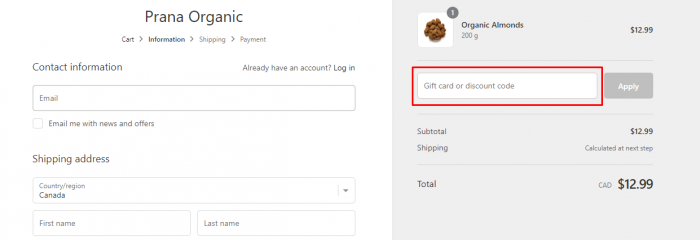 How to use Prana Organic Canada coupon code