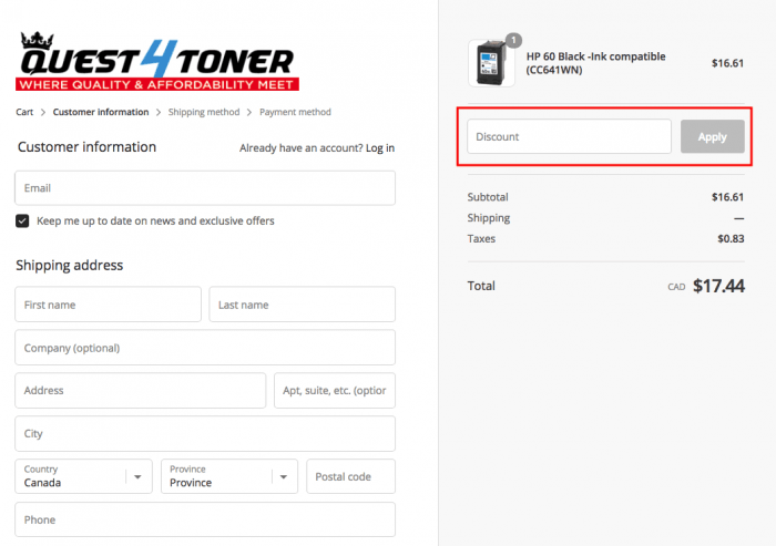 How to use Quest4Toner coupon code