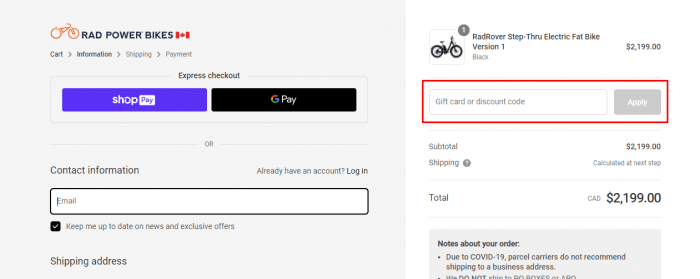 How to use Rad Power Bikes Canada coupon code