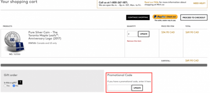 How to use Royal Canadian Mint coupon code