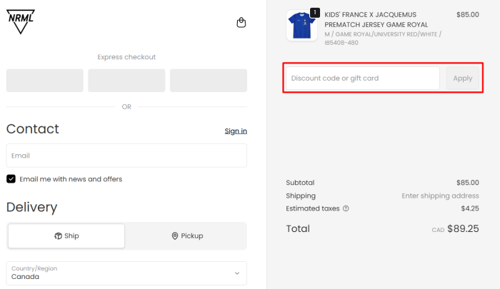 How to use NRML coupon code