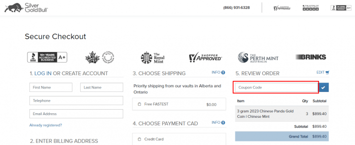 How to use Silver Gold Bull Canada coupon code