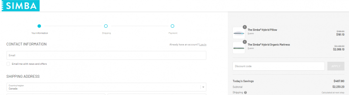 How to use Simba Sleep Canada coupon code