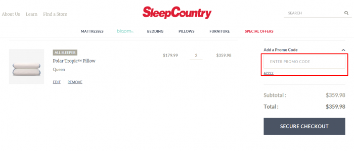 Sleep Country promo code 