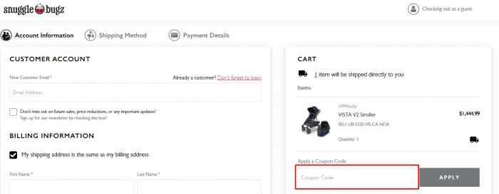 How to use Snuggle Bugz coupon code